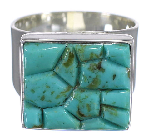 Southwest Turquoise And Authentic Sterling Silver Ring Size 8-1/2 YX68689